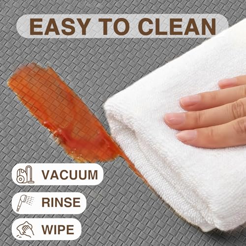 LEKEEPGO Tappeto Cucina PVC 44x200cm, Tappeto Cucina Antiscivolo Lavabile, Anti-Fatica Passatoia Cucina, Tappeti Cucina Impermeabile, Tappeto Gomma per Cucina, Corridoio, Lavanderia, Ufficio, Grigio - immagine 5