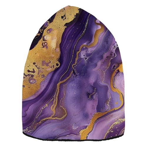 Gorro único para hombre, diseño de piedra de mármol, color morado y dorado, divertido (prop1), Piedra de mármol, oro morado, talla única
