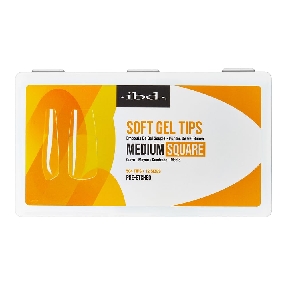 IBD Clear Soft Gel Tips in Medium Square, 0.02 ml (Pack of 50)