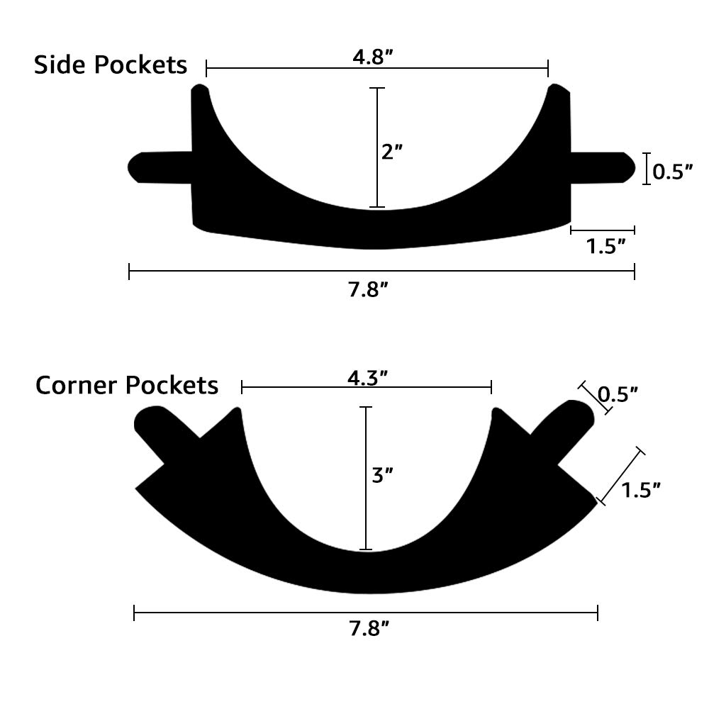Boshen Pack of 6 PU Leather Pool Table Pockets Billiard Table Web Shield Set Drop Bag Nets with Diamond Pattern Screws Include