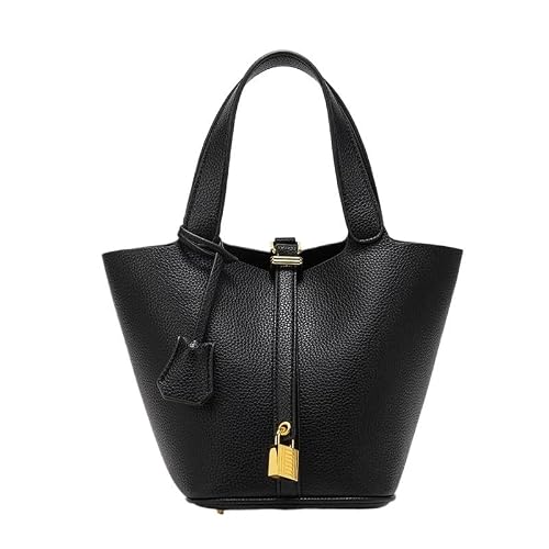 CFdtDYre, Leather Handbag(Black)
