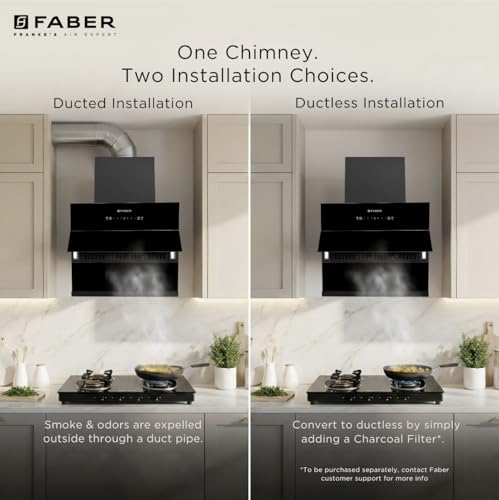 Image of Faber 60 cm 1350 m /hr Slant, Filterless Auto Clean Chimney,12Yr Warranty on Motor (2Yr Comprehensive), Itailan Design, (HOOD BLISS FL SC AC BK 60, Touch & Gesture Control, Black)
