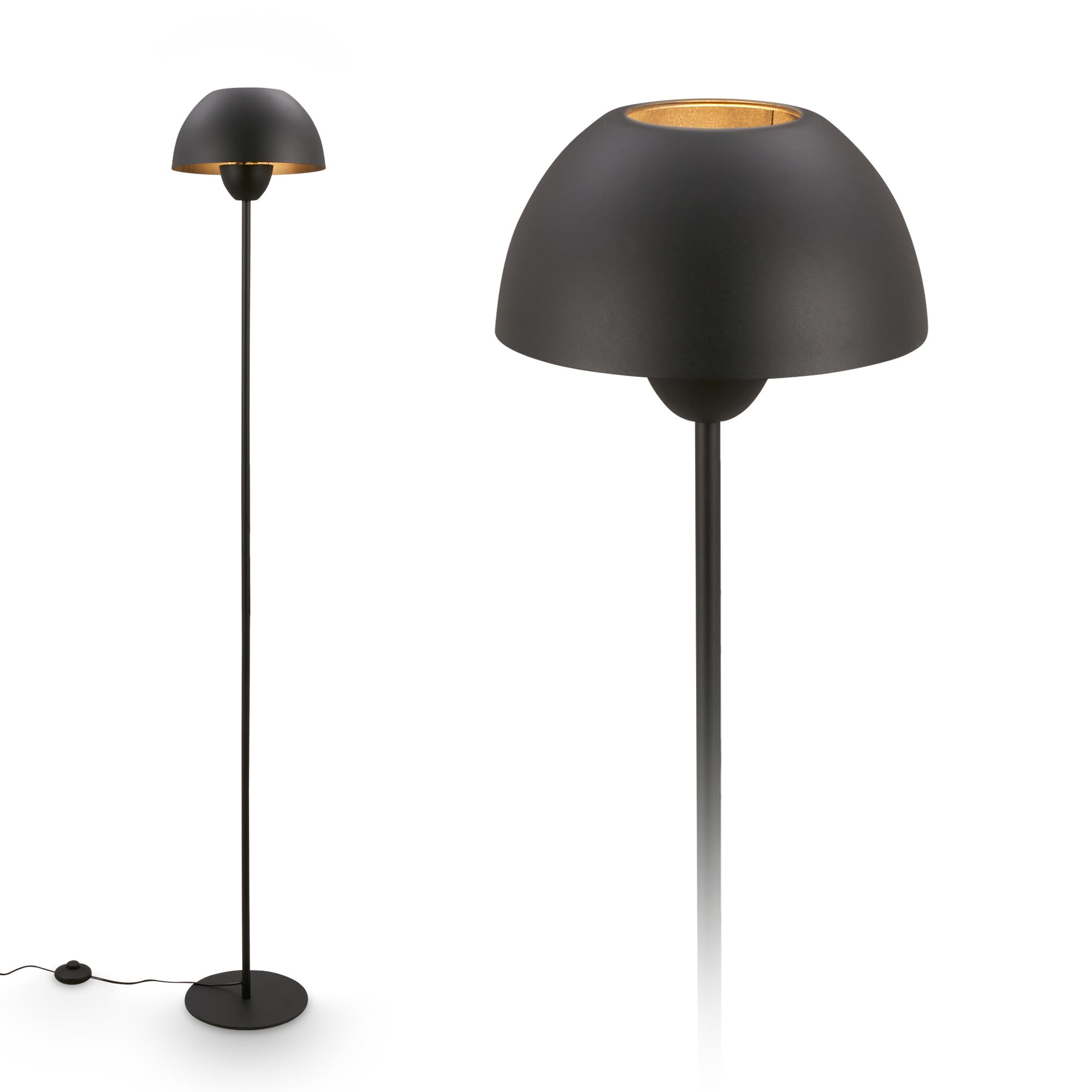 BRILONER - Lampara de pie con interruptor, casquillo E27, máx. 10W, lampara de pie salon, 25 x 156,5 cm, negro