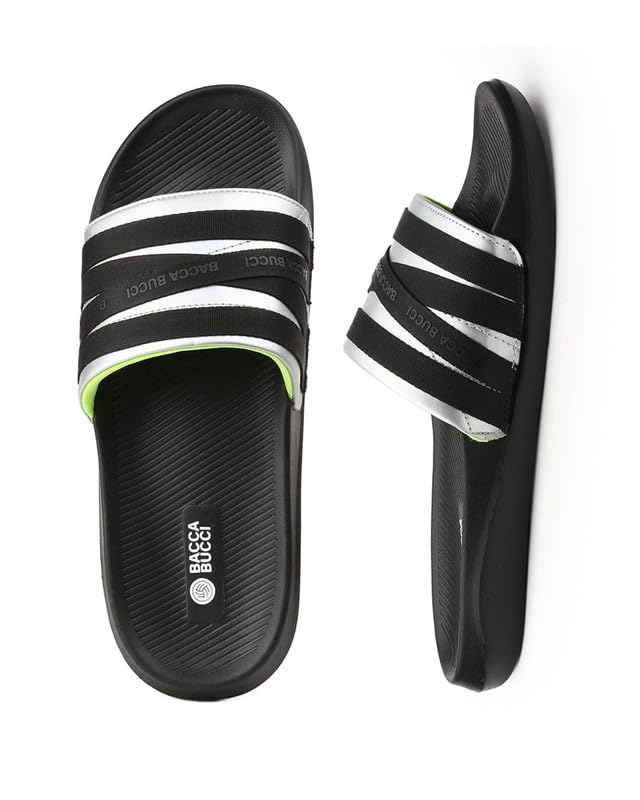Image of Bacca Bucci Galaxy Slides for Men | Ultra-Comfort Rubberized EVA Slip-On Sliders | Non-Skid Outsole, Soft Cushioned Footbed, Lightweight Slides for Indoor & Outdoor Use