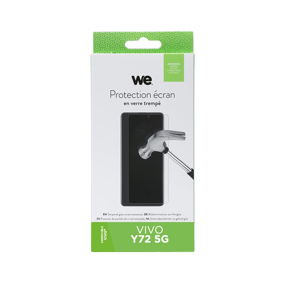 WE Vetro temperato per [Vivo Y72 5G] - Pellicola protettiva anti-graffio, anti-bolle d'aria, ultra resistente, durezza 9H Glass