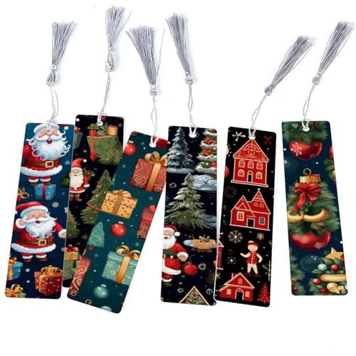 Marque-pages Merry Christmas avec pompons le cadeau idéal lot de 6 pour lecteurs