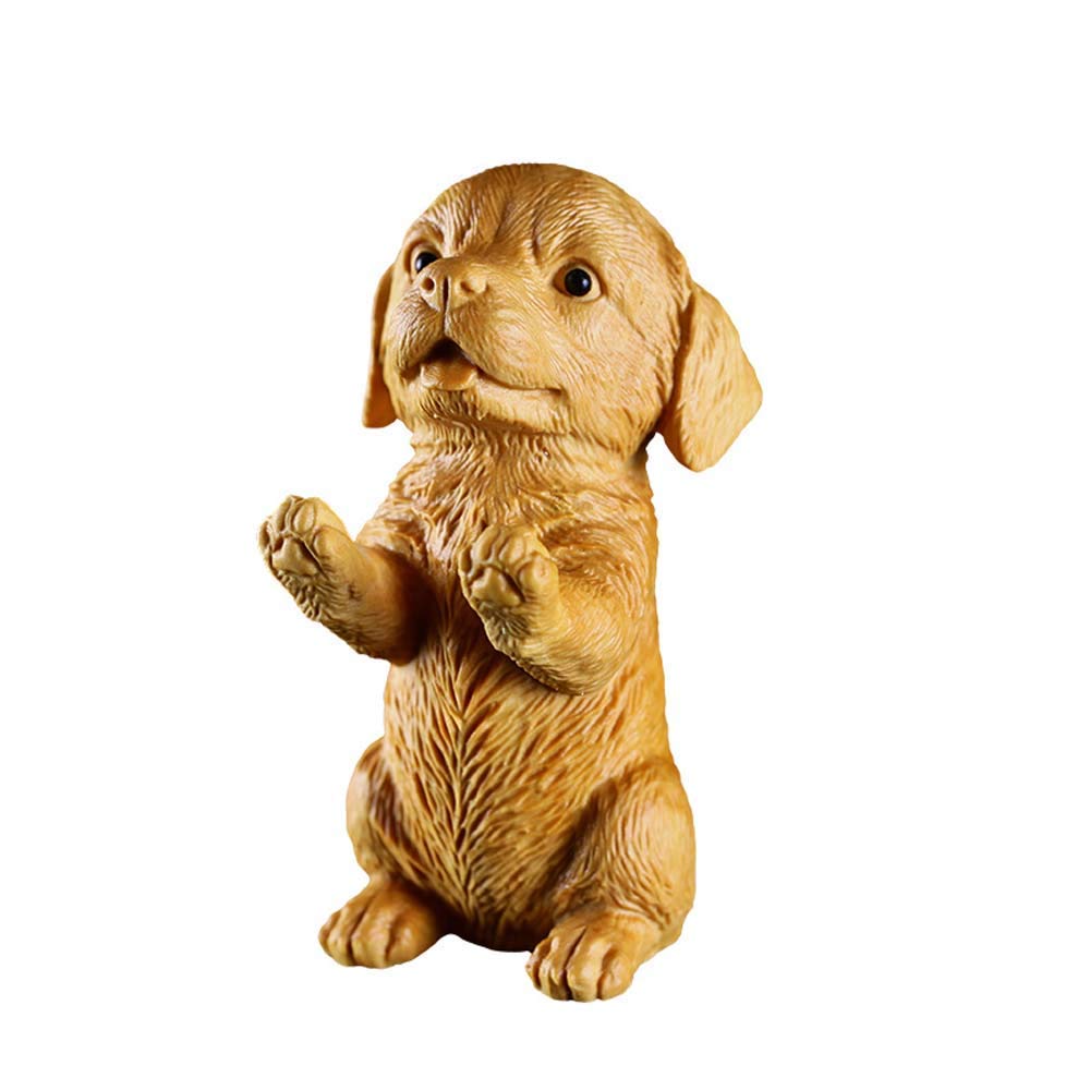 YNIYUJKL Feng Shui Ornaments Boxwood Standing Zodiac Dog Statue,Wood Chinese Decor Figurine,Home And Office Sculpture