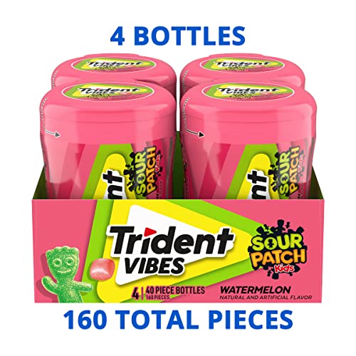 Image of Trident Vibes SOUR PATCH KIDS Watermelon Sugar Free Gum, (320 Total Pieces),40 Pieces(Pack of 8)