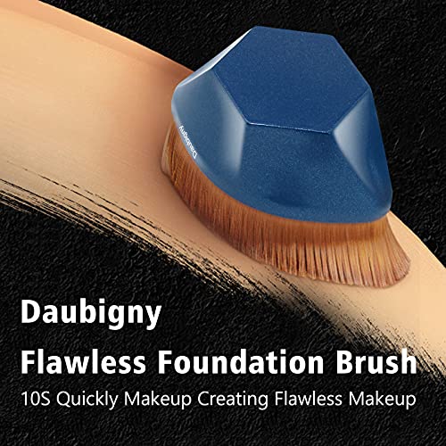 Image of Daubigny Perfect Makeup Brush for Face Blush Foundation Brush for Blending Liquid, Cream or Flawless Powder Cosmetics with Protective Case (Blue)