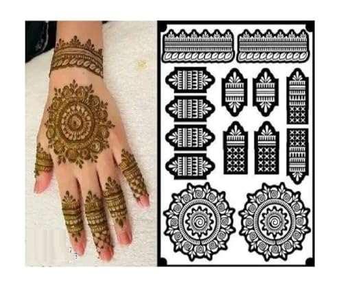 Image of Rosh Fashion Unique Mehendi Stencil Full Hand | Premium Bridal Henna Tattoo Sheet | Festival