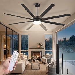 Fanbulous 72 Inch Large Ceiling Fans with Lights, Black Ceiling Fan