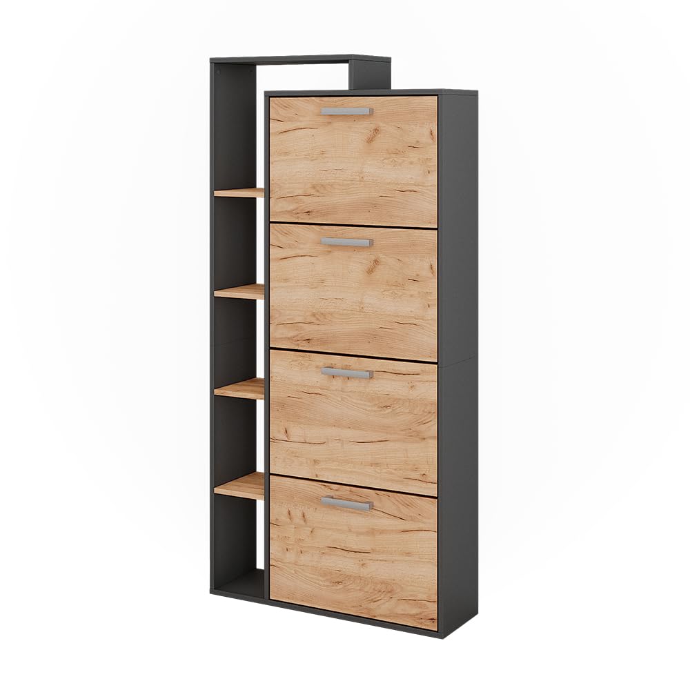 Vicco Mueble zapatero Orlando, Roble dorado/antracita, 80 x 166.1 cm
