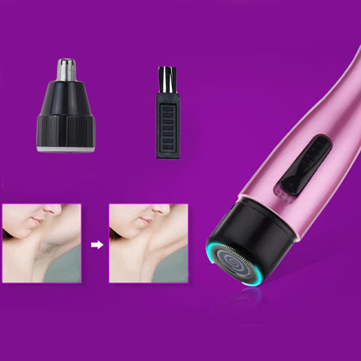 Rasoio Elettrico Donna Mini Depilatore Viso Ascelle Gambe Pelle Liscia senza Rossore Corpo in Abs e Batteria Aa Esclusa per Depilazione Femminile
