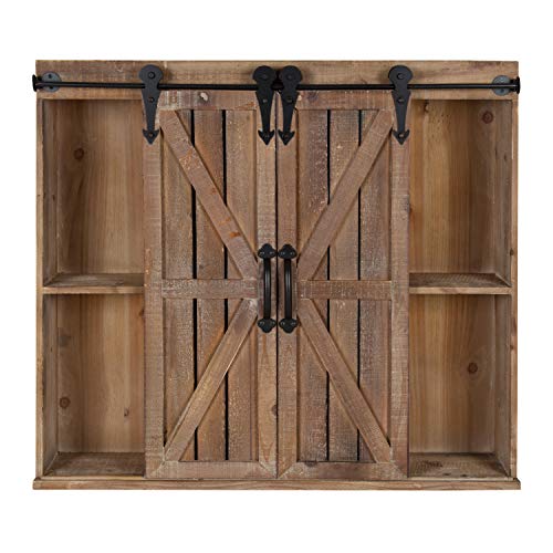 Kateandlaurelcatesdecorativewoodwallstoragecabinetwithtwoslidingbarndoorsrusticbrown Urban Country Home Decor Kate and laurel cates decorative wood wall storage cabinet with two sliding barn doors rustic brown urban country home decor
