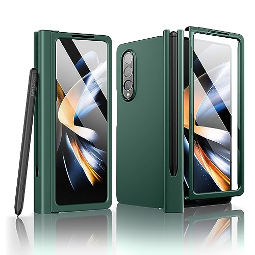 Étui Samsung Galaxy Z Fold 5 vert de haute finition avec rabat de protection
