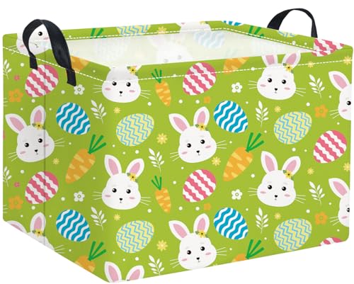 Image of Rectangular Easter Bunny Storage Basket for Kids & Baby - Cute Toy Storage Bin and Organizer - Room Decor