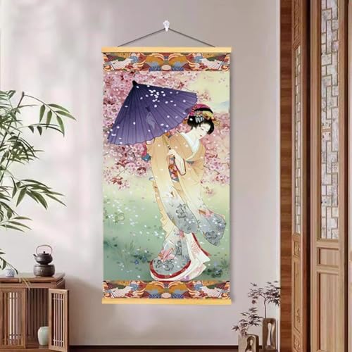 Jinchuan 掛け軸 タペストリー インテリア 布 和風 高級 縦長 縦型 アートパネル 壁掛け装飾 壁飾り 絵画 玄関 リビング 和室 寝室 オーダーメイド カスタマイズ対応