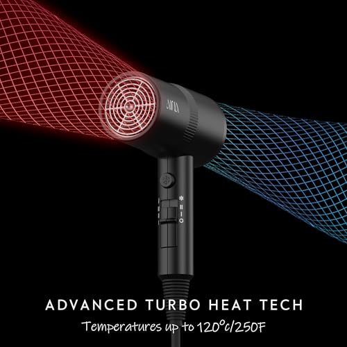 Image of AINA Diffuser Hair Dryer Full-Featured Blow Dryer 110V /1600W(Vader Black) | 3 Heat /2 Speed|Cold shut button|Lightweight|Compact Size|High Temp|Low Airflow|Same Results|Less Expense