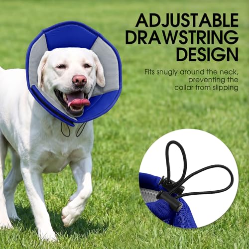 Image of Dog Cone - Soft Cone for Dogs to Stop Licking, Pet E-Collar Alternative After Surgery, Adjustable Pet Recovery Collar for Wound Healing, Blue Small