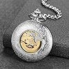 Avaner Steampunk Retro Half Hunter Copper Gear Skeleton Hand Wind Mechanical Roman/Arabic Numeral Analog Display Pocket Watch with 14" Chain (Silver) #2