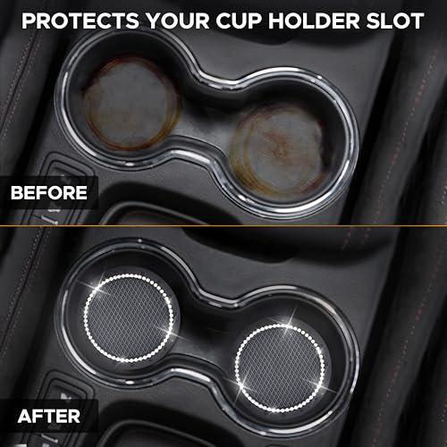 image for EcoNour Car Cup Coasters (2 Pack) | Car Push Start Button Bling (1 Pac