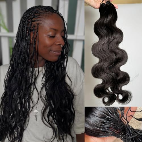 Body Wave Feather Crochet Human Hair Extensions Brazilian Virgin Miracle Knots Braids Hair Bundles Knotless Pre Looped Hair For Black Women Natural Color 18inch 60g