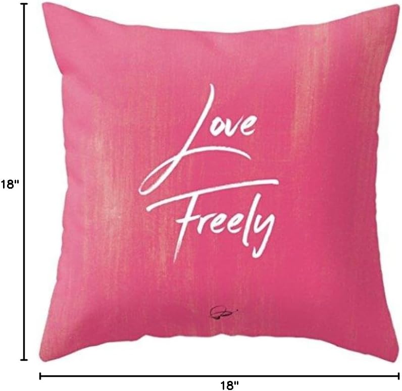 Love Freely Throw Pillows with Insert. Home Décor Red Pink Couch Pillows. Unique Gift for her Inspirational Message Decorative Pillows Sofa Set. Perfect Love Square Pillows (Linen, 18x18 inch)