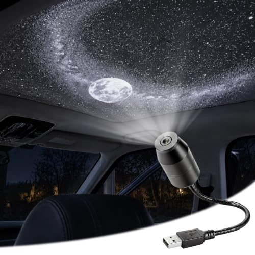 Galaxy Projector, HD Star Night Light Projector, 360°Adjustable USB Starry Sky Night Light for Bedroom Ceiling Car Decor Gift (Galaxy & Moon) by CCBASEBALL - Used condition - US$14.04