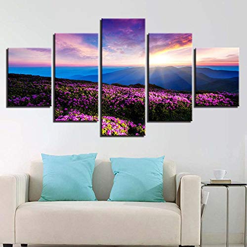 Tableau Flower sea and sunrise 5 pieces déco moderne - 4