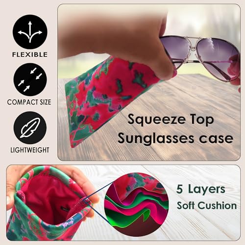 Image of Soft Sunglasses case | Large Glasses Case Holder - Eyeglass Pouch Squeeze Top | Glasses pouch Lightweight Extra Layers