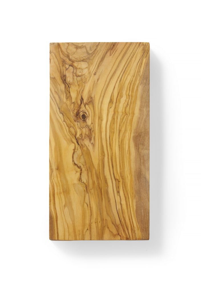 HENDI Planche de service en bois d’olivier | avec poignées sculptées, rectangulaire, env. 300x150x(H)18mm