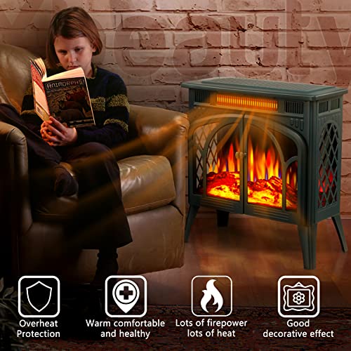 Electric Fireplace Heater Portable Electric Fireplace Heater Indoor,Dark Green - Thumbnail 4