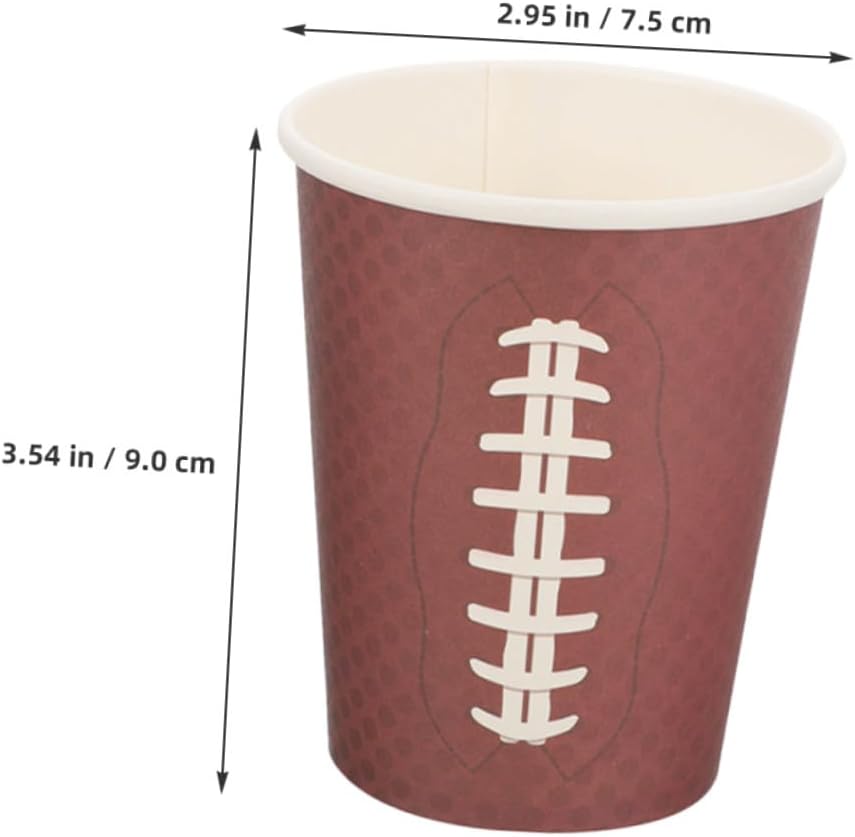 Mikinona 48pcs Rugby Themed Paper Cups Disposable Party Drinking Cups Thickened Paper Material Brown Color Suitable for Sports Events Tailgate Game Day and Birthday Celebrations