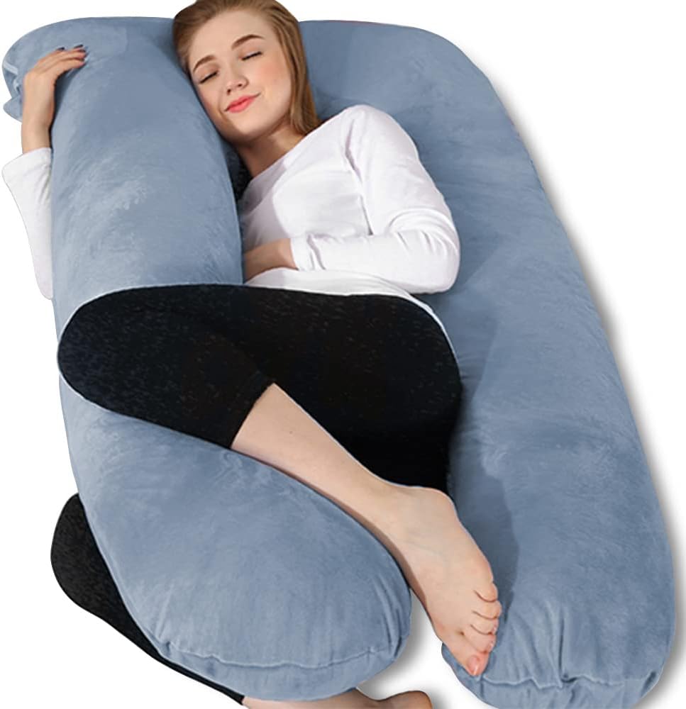 Full Body Pregnancy Pillow, 55 inches Maternity Pillow for Pregnant Women, Comfort U Shaped Zootzi Pillow with Removable Washable Velvet Cover