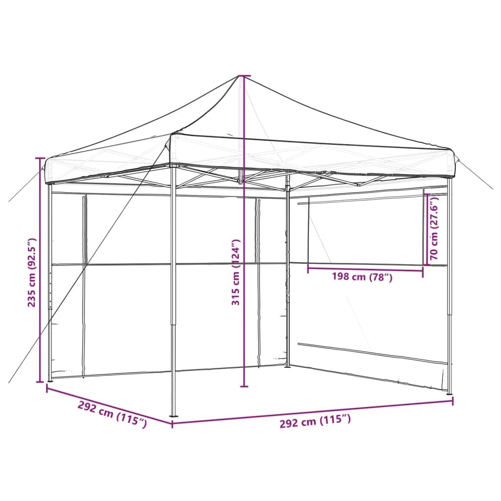 vidaXL Tienda de Fiesta Plegable Pop-Up 2 Paredes Laterales Terracota, Tienda, Tienda de jardín, cenador de Camping, toldo cenador, cenador toldo