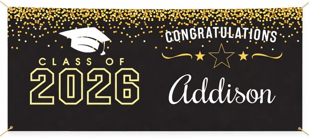 Personalized Graduation Banner, Floral Welcome Sign, 30" x 72" Banner - Vibrant Garden Design for Parties, Events & Home Decor