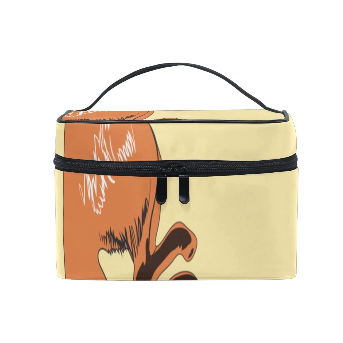 Makeup Bag Travel Jumping Fox Animal Design with Portable Top Handle Makeup Bag Cosmetic Organizer for Women and Girls Travel 9x6.2x6.5 Inch