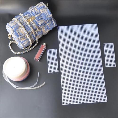Malla de plástico para tejer bolsos DIY con rejilla de 50x33 cm resistente 8