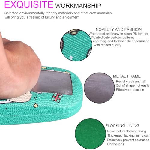 Image of ADBGV Cute Stylish Hard Shell Eyeglasses Cases Protective Case Storage Box With Glasses Cloth Eyeglass Strap for Girl Teen