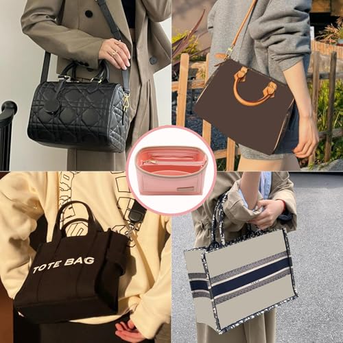 Image of Doxo Purse Organizer Insert, Bag Organizer for Tote & Purse, Bag in Bag, Perfect for Speedy 20 and More(Pink-S)