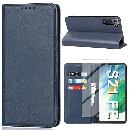 Coque Samsung S21 FE 5G anti-rayure avec vitre en verre et rabat carte
