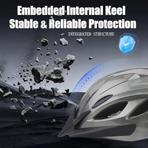 Adult Cycling Bike Helmet, Lightweight and Adjustable with Pads&Visor for Men and Women, Embedded Internal Keel, Premium Quality Airflow Unisex Bicycle Helmet(Titanium) — photo 5 of 6