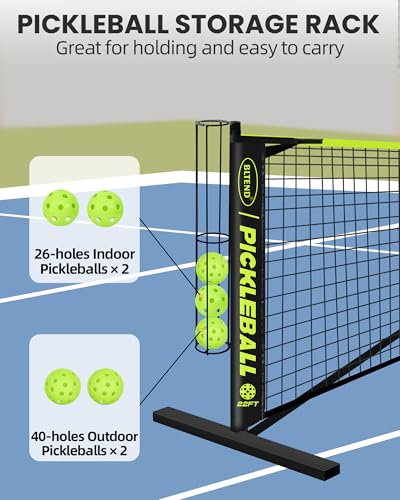 Bltend Pickleball Set - 22FT Regulation Size Portable Net, 4 Pickle Balls, Court Marker, Carry Bag and Tape Measure - Indoor Outdoor Driveway Gifts - Image 4