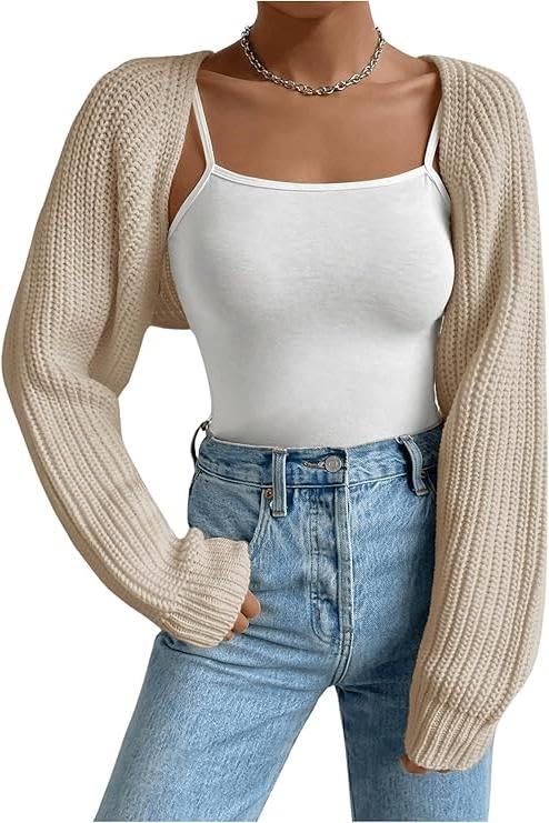 Image of RoseSeek Women's Cropped Cardigan Sweaters Open Front Bolero Shrugs