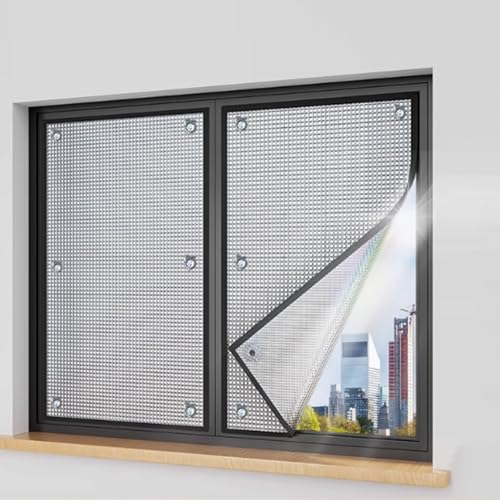 Geovne Película para Ventana Aislamiento,Película de Protección Solar,Lámina Aislante de Aluminio de 7mm,Lámina de Privacidad para Cristal,para Hogar Oficina,con Ventosa (80x200cm/31 x79)