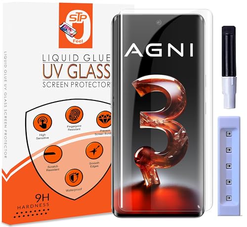Image of UV Premium Tempered Glass Screen Protector Guard Compatible For Lava Agni 3 5G (6.78 Inch, Pack of 1) Full Adhesive UV Curved Case Friendly HD Clarity with easy installation kit