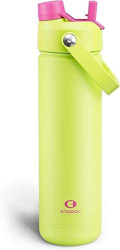 Miniatura 187 de ENCOOL Botella de agua aislada con popote, de acero inoxidable, a prueba de fugas, sin BPA, al vacío de doble pared que se mantiene fría durante 24
