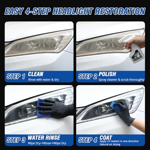4-Piece TABOUNTS Headlight Restoration Kit w/ Cleaning Spray, Ceramic Coating, Sponge and Towel 8.99 + Free Sh + 50% Off Code EM3LY4CD - image 5