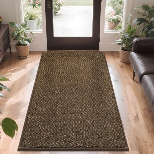 COSY HOMEER Dirt Trapper Door Mat 36"x60" Non Slip Washable Brown