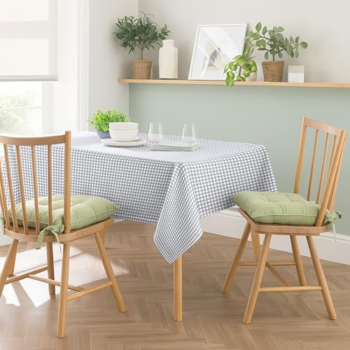 Image of Casableu Gingham Checks Grey Table Cloth for 6 Seater Dining Table | 52x72 Inch Rectangular Table Cover | Dust-Proof, Washable Fabric | Decorative Checkered Dining Table Cover for Home